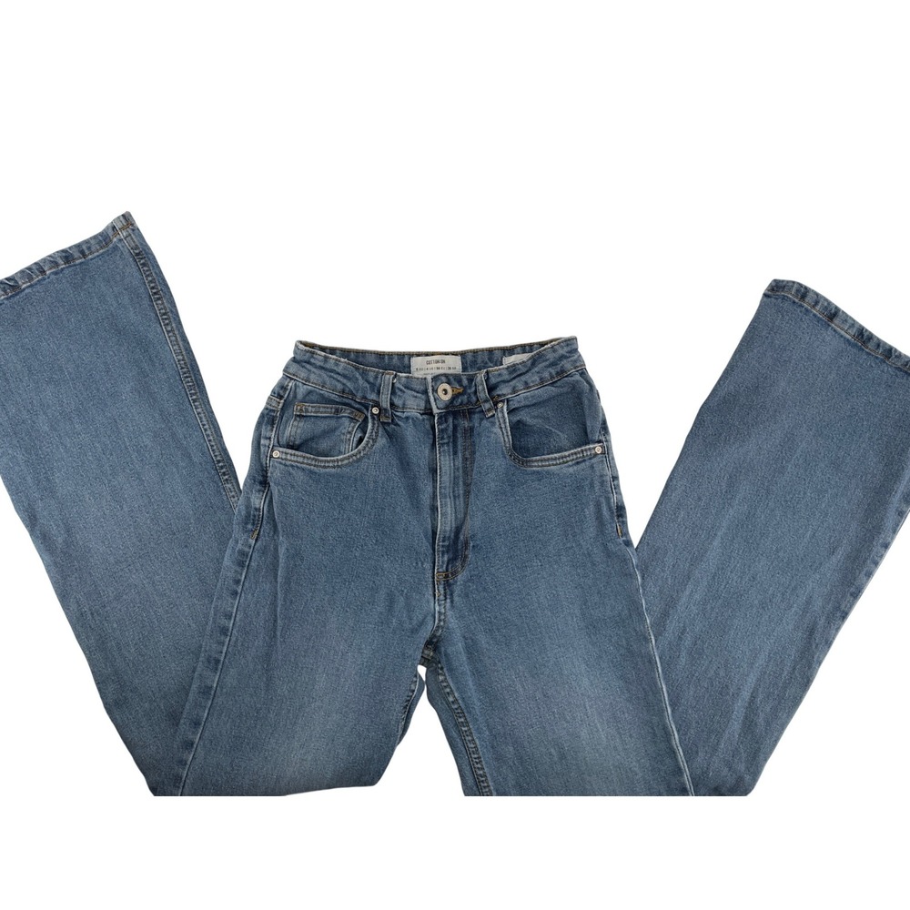Cotton On Original Flare Jeans Womens 4 Blue High Rise Mid Wash Denim Leg 24X31‎